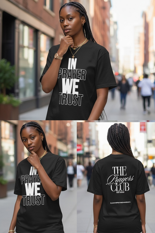 “In Prayer We Trust x Prayers Club” - White Print | Custom Colors Tees