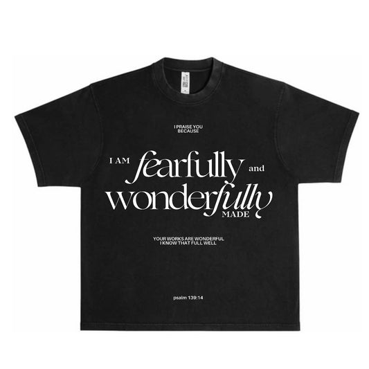 Fearful | Wonderful “Psalm 139:14” - Black Shirts Front | Back